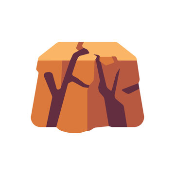 Rocky plateau icon with cracked top and steep sides, flat illustration