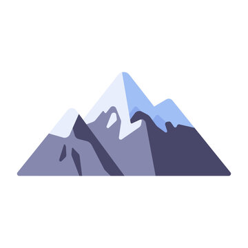 Snowcapped mountain icon with layered peaks, flat illustration
