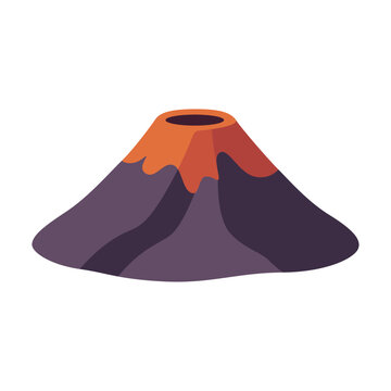 Volcanic cone icon with crater opening, flat illustration