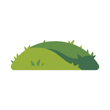 Grassy hill icon with rounded slope and tufts, flat illustration