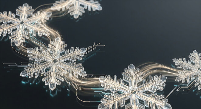 beautiful glowing crystal snowflake on elegant dark textured background