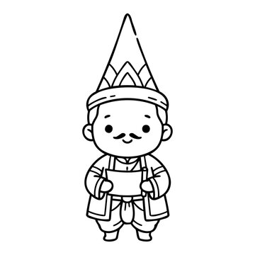 Cute Cartoon Illustration of a Traditional Brahmin Character in Decorative Outfit Holding a Scroll