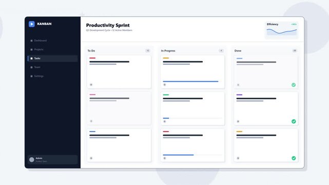 Modern Task Management App Interface Displaying Team Workflow and Project Progress Motion Illustration