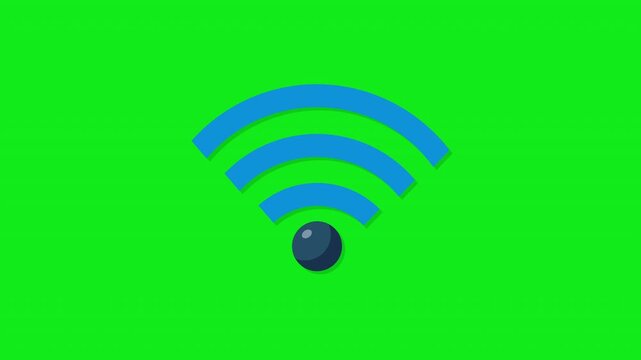 WiFi Signal Connection and Wireless Network Animation Green Screen. 4K Resolution