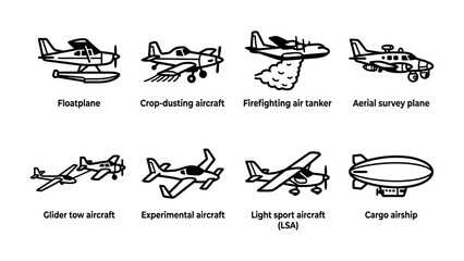 Aviation Showcase: A collection of diverse aircraft, including floatplanes, crop-dusters, air tankers, survey planes, glider tow aircraft, experimental aircraft, light sport aircraft. © hammad