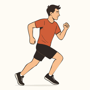 An athletic person runs forward with determined focus and energy.