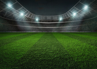 Naklejka premium big textured sport game field, stadium. Ready for game in the midfield