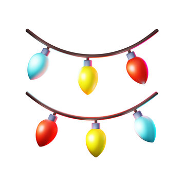 3d rendering icon Christmas lights