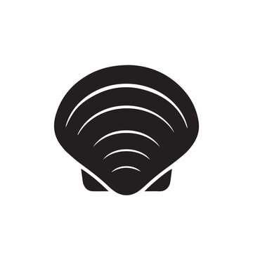Clam Shell Single Icon Simple Solid Black Vector Illustration