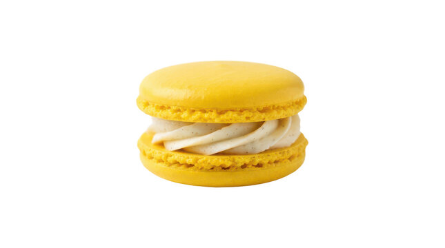 Delicious yellow macaron isolated on transparent background