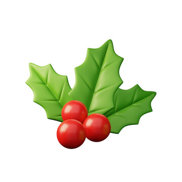 3d rendering icon Holly leaves