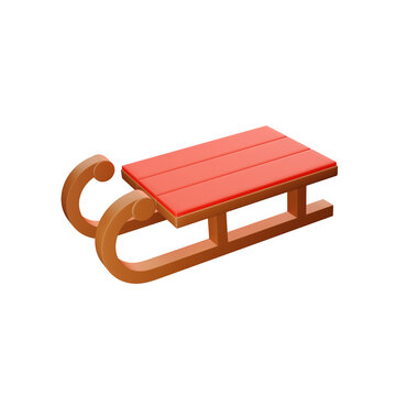 3d rendering icon Sled wooden