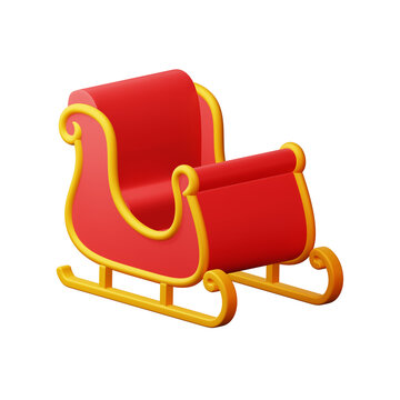 3d rendering icon Santa sleigh