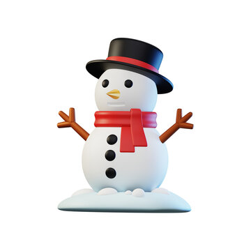 3d rendering icon Snowman winter
