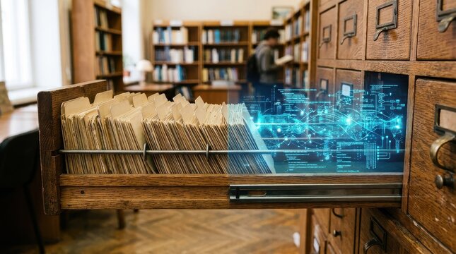 Library Catalog Drawer Transitioning from Physical Files to Digital Data