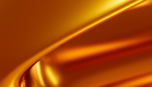 Gold metallic surface with smooth reflective curves and warm