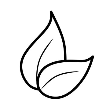 Minimalist black outline of two leaves on gray background