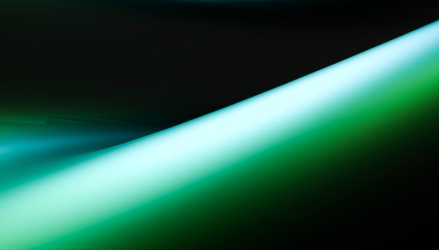 Light beam with green and blue gradients on dark abstract background