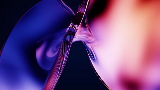 Glossy glass ribbon closeup with fluid reflections in seamless loop