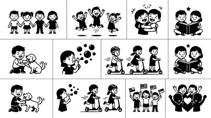 Fototapeta premium Happy Kids Activities and Friendship Elements