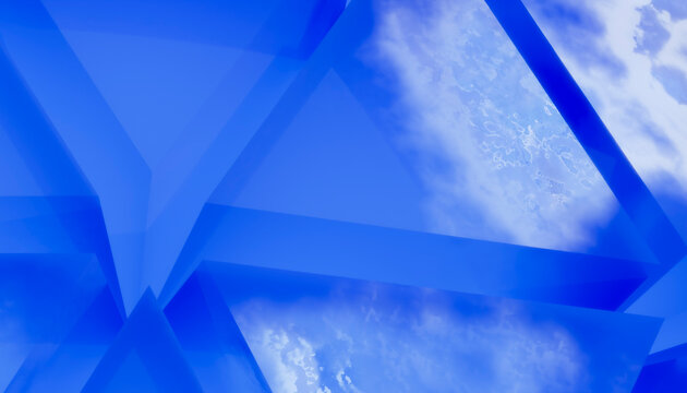 Blue transparency with overlapping triangular geometric abstract