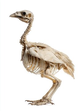 Anatomy Of A Bird Skeleton Isolated On A Plain White Background For Scientific Research Study