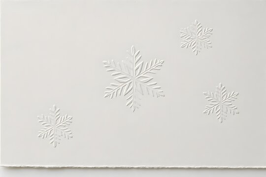 Embossed white snowflakes pattern on clean textured cardboard paper in minimalist style