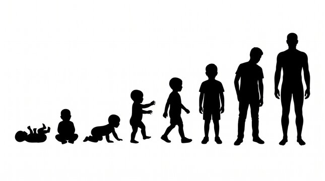  Human Development Journey from Baby to Mature Adult Silhouette