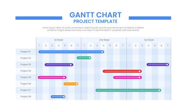 gantt chart infographic template with rounded pill bar project timeline diagram, flat style