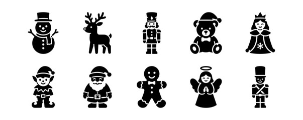 Naklejka premium christmas icons silhouettes for holiday spirit, tradition, joy, and celebration transparent background