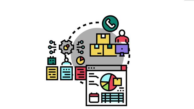 Just in time inventory replenishment system efficient supply chain management. Optimizing stock levels. Processing data analytics