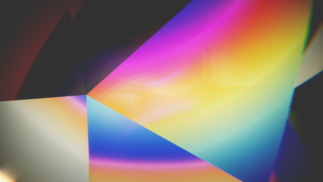 Rainbow flare overlay with angular prism cinematic background.