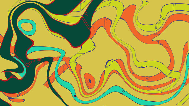 Vibrant yellow, green, and teal abstract liquify fluid art background