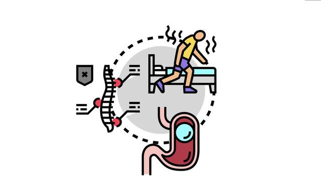 Person experiencing discomfort from ketogenic adjustment symptoms, including body aches, digestive issues, and feeling unwell during dietary changes