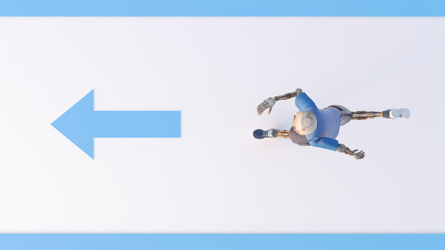 Robot running, 3d rendering