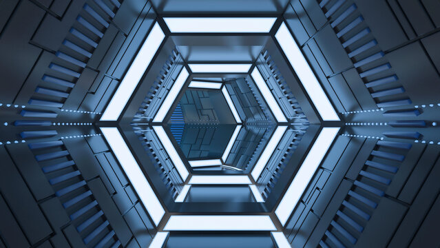 Futuristic tunnel, 3d rendering