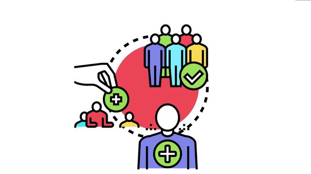Hand selecting important person for team, highlighting core staff members and employee recruitment, retention, and performance management strategies in a professional setting