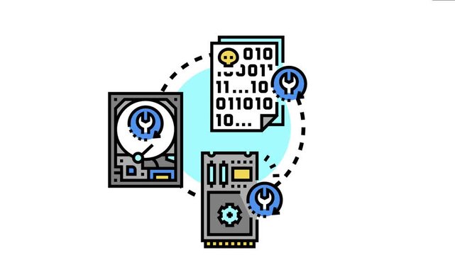 Key file disaster recovery concept process of restoring critical data and documents from damaged hard drive and other electronic components, ensuring business continuity