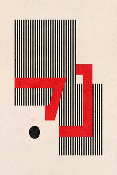 Abstract geometric bauhaus illustration with red and black shape