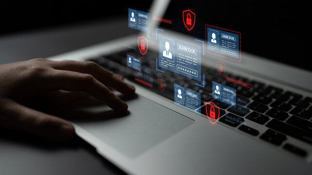Hand Using Laptop with Digital Security Interface and Identity Information Protection in Cybersecurity Environment. Entropy.