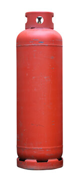 Isolated Red Gas Cylinder On White Background
