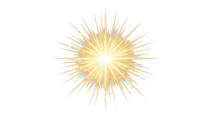 Fototapeta premium Golden starburst light effect with radiating rays during a bright celebration isolated on transparent background