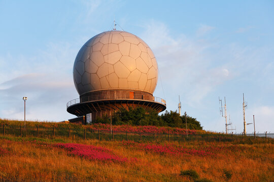 Germany, Hesse, Rhoen, View of radar dome at dusk