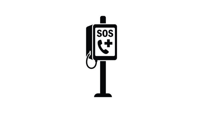 Emergency call box icon black silhouette on a white background
