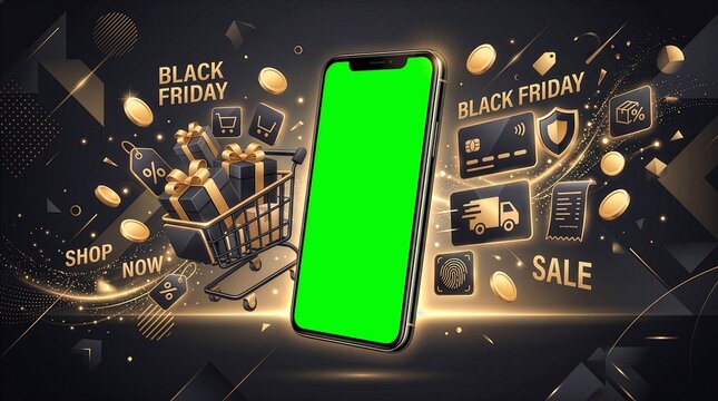 Black Friday E-Commerce Shopping and Online Retail Illustration