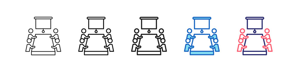 Naklejka premium Meeting Room Icon In 5 Different Styles Set Collection. 