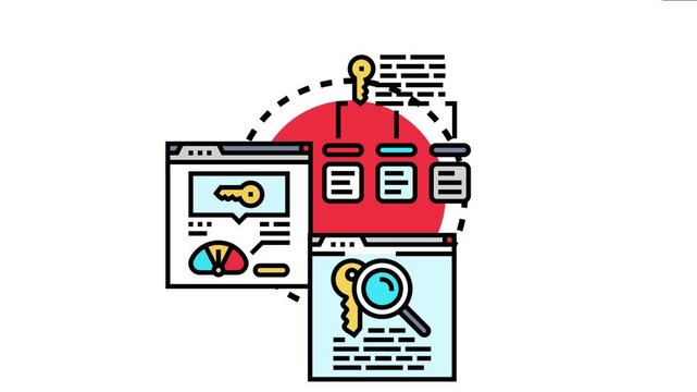 Digital marketing experts performing keyword analysis, selecting optimal search terms, and comparing various strategies for effective search engine optimization