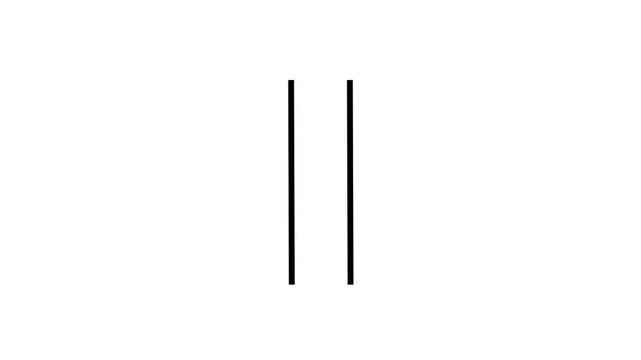 Hand-drawn animation of two lines, parallel line type, mathematical symbol for parallel lines, educational concept, 4K video.
