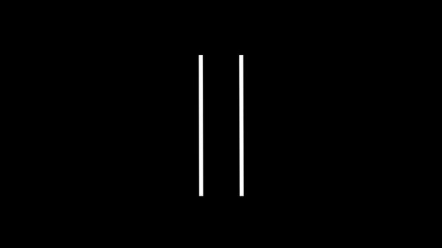 Animation of two vertical straight lines, hand-drawn lines, parallel lines, black background, 4K video.