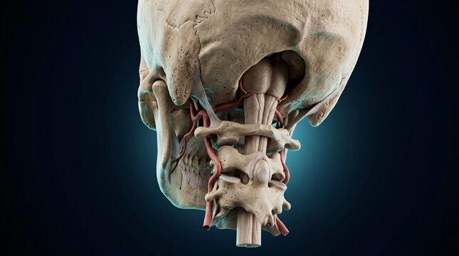 Human Skull and Cervical Spine with Spinal Cord and Vertebral Arteries